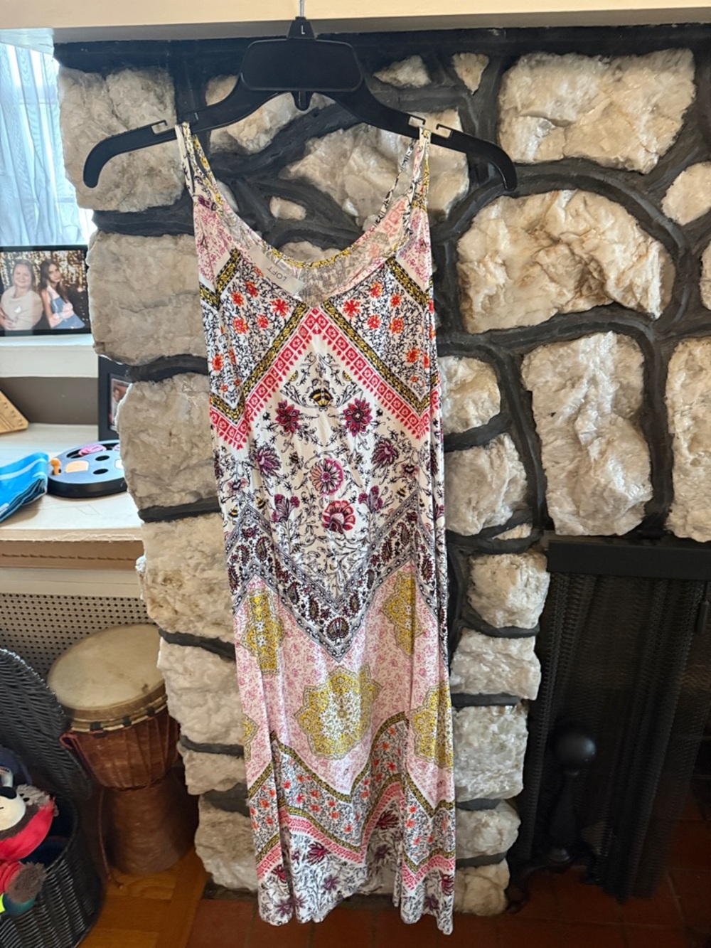 LOFT Floral Print midi Dress in Pink, Olive & Cream - Picture 3 of 5